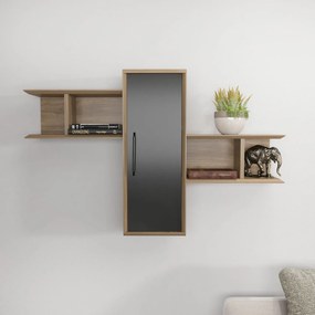 Fali polc Olida - Walnut, Black