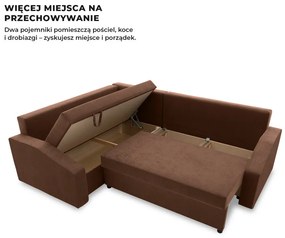 Grande Plus sarokkanapé, baloldali, szövet anyag, barna