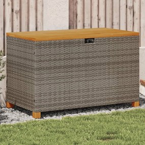 vidaXL szürke polyrattan és akácfa kerti tárolóláda 110 x 55 x 63 cm