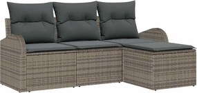 vidaXL Kanapé Szett párnával tárolóval 4 pcs Szürke polirattan