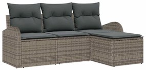 vidaXL Kanapé Szett párnával tárolóval 4 pcs Szürke polirattan