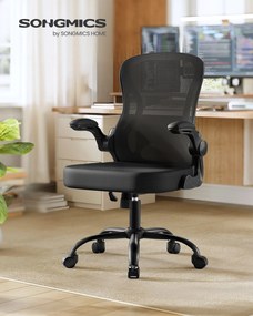 SONGMICS ergonomikus irodai szék, forgatható hálós íróasztali szék, fekete