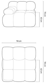 Világosszürke buklé kanapé modul (bal oldali) Bellis – Micadoni Home