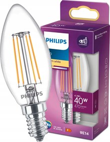 Led izzó gyertya E14 Filament 4,3W Philips