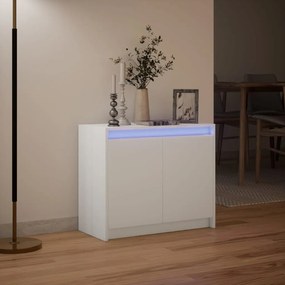 fehér szerelt fa tálalószekrény LED-del 72 x 34 x 61 cm