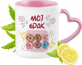 Vicces Rózsaszín Bögre Szív Alakú Füllel Ajándék