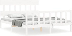 vidaXL fehér tömör fenyőfa ágy matrac nélkül 160 x 200 cm
