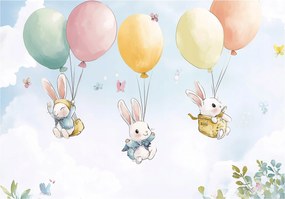 Fotótapéta Lányoknak Nyulak Felhők Tapéta Gyerekszobába 400x280