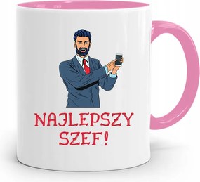 Rózsaszín Bögre Ajándék Főnöknek Legjobb Főnök fényképes nyomtatással