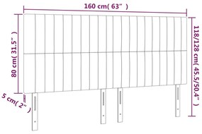 sötétbarna szövet LED-es fejtámla 160x5x118/128 cm