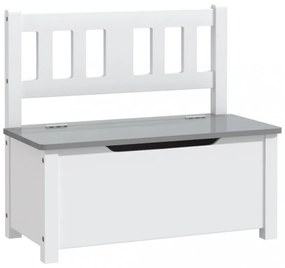fehér-szürke MDF gyermek tárolópad 60 x 30 x 55 cm