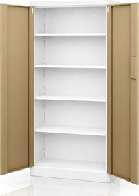 Irodai fém szekrény számzáras fehér / dió: Eco Design DANIEL, 900 x 1850 x 400 mm