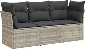 vidaXL 3 részes világosszürke polyrattan kerti ülőgarnitúra párnával