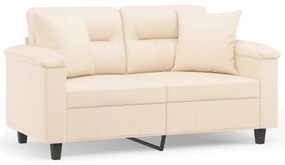 2 személyes bézs mikroszálas szövetkanapé párnákkal 120 cm