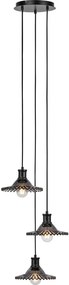 Markslöjd 108853 - Csillár zsinóron NOVIA 3xE27/40W/230V fekete/füstös