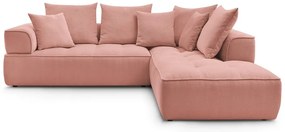 Rózsaszín zsenília sarokkanapé (jobb oldali-L alakú) Whesley – Bobochic Paris