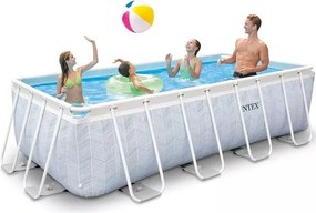 INTEX MetalPrism Set Chevron négyszögletű medence 400 x 200 x 100 cm (26780)