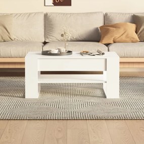 Magasfényű fehér szerelt fa dohányzóasztal 102x55x45 cm