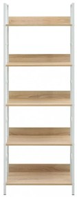 5 szintes tölgyszínű szerelt fa könyvespolc 60x27,6x158,5 cm