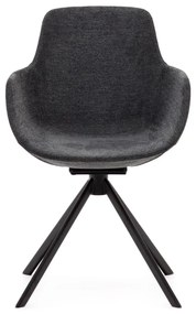 Sötétszürke kárpitozott karfás étkezőfotel szett 2 db-os Tissiana – Kave Home