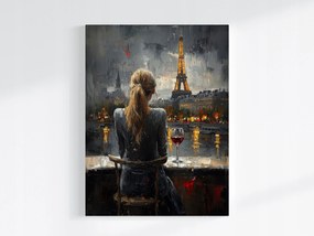 Canvas Vászonkép Nő Párizs Eiffel-torony Este Bor 75x100