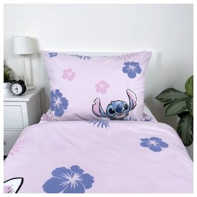 Világos rózsaszín egyszemélyes pamut gyerek ágyneműhuzat 140x200 cm Lilo &amp; Stitch "Pink" – Jerry Fabrics