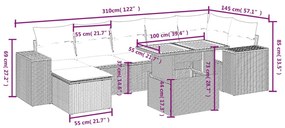 8 részes bézs polyrattan kerti ülőgarnitúra párnával