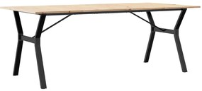 Tömör fenyőfa és acél étkezőasztal Y-vázzal 200x100x75 cm