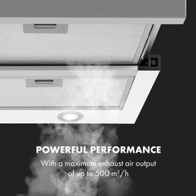 Klarstein Mariana 90, kihúzható páraelszívó, 90 cm, 500 m³/ó, elszívás, LED, fehér