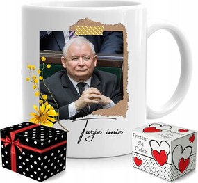 Pis Elnöki Bögre Jaroslaw Kaczynski Névre Szóló Doboz nyomtatott fényképpel