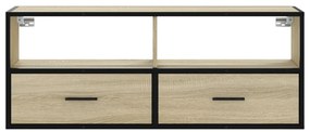 sonoma tölgy színű szerelt fa és fém TV-szekrény 100x31x39,5 cm