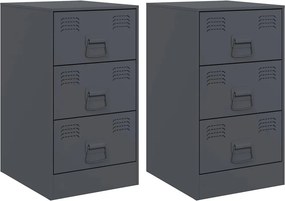vidaXL 2 db antracitszürke acél éjjeliszekrény 34,5x39x62 cm