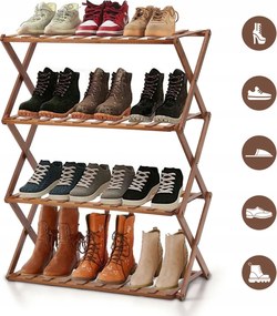 Keskeny Cipőtartó Állvány, 4 Szint, Bambusz Cipőtartó, Cipőtartó Állvány