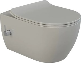 CeraStyle CITY fali WC - MATT SZÜRKE - BEÉPÍTETT bidé funkcióval - perem nélküli - 53 cm
