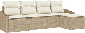 vidaXL Kanapé Szett párnával tárolóval 5 pcs Beige és krém polirattan