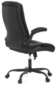 Fekete ökobőr irodai szék hintamechanikával. KA-Y344 BK