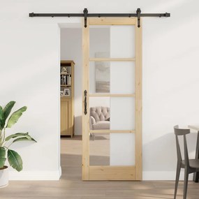 Egyszerű Csúszó Ajtó Barna 78 x 211 cm Fa és fém