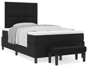 Box Spring Ágy Matraccal és Pad Fekete 120x190 cm Szövet