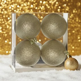 Arany glitteres műanyag karácsonyi gömb szett 4x10cm