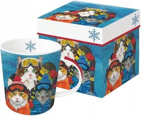 Nagy Porcelán Bögre Ppd Laza macskák síelők