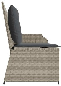 Kerti pad párnával Világosszürke Poli rattan