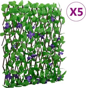 vidaXL 5 db zöld bővíthető műborostyán rács 180x70 cm