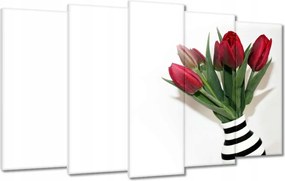 Vászonkép 100x60 Csíkos váza Tulipánok