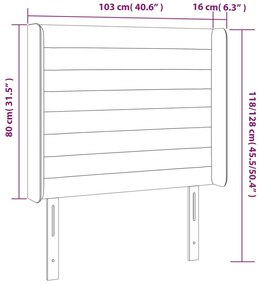 sötétbarna szövet LED-es fejtámla 103x16x118/128 cm