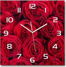 Nagy üveg falióra, csendes mechanizmus Rózsa 60x60 cm