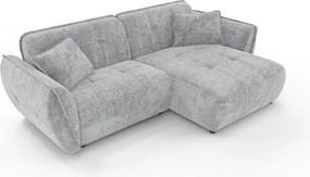 Világosszürke zsenília sarokkanapé (jobb oldali-heverő résszel) Nelia – Ropez