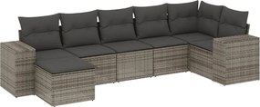 vidaXL 7 részes szürke polyrattan kerti ülőgarnitúra párnákkal