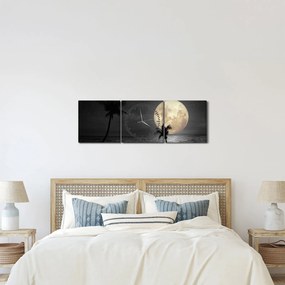Kép - A strand a telihold alatt szürke tónusokkal (órával) (90x30 cm)