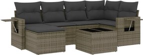 vidaXL 7 részes szürke polyrattan kerti ülőgarnitúra párnákkal