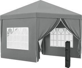 Outsunny 3x3 m-es Összecsukható Kerti Pavilon 2 Ajtóval, 2 Ablakkal, 4 Oldalpanellel és Hordtáskával, Acél és Oxford Szövet | Aosom